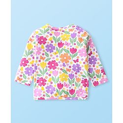 Babyhug 100% Interlock Cotton Knit Full Sleeves Front Open Antibacterial Vests with Polka Dot & Floral Print Pack of 3 - Orange Pink & White