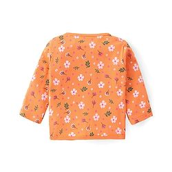 Babyhug 100% Interlock Cotton Knit Full Sleeves Front Open Antibacterial Vests with Polka Dot & Floral Print Pack of 3 - Orange Pink & White