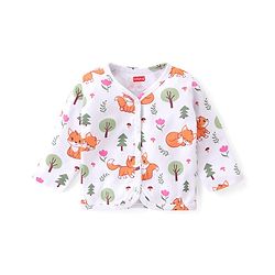 Babyhug 100% Interlock Cotton Knit Full Sleeves Front Open Antibacterial Vests with Polka Dot & Floral Print Pack of 3 - Orange Pink & White