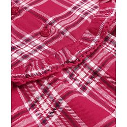 Babyhug Full Sleeves Top with Frill & Checks - Red
