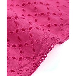 Babyhug Rayon Knit Cold Shoulder  Full Sleeves Schifli Top with  Detailing Top - Pink