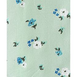 Babyhug Rayon Knit Full Sleeves Front Open Peter Pan Collared Top with Floral Print - Green