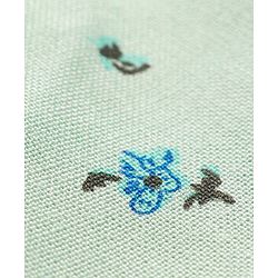 Babyhug Rayon Knit Full Sleeves Front Open Peter Pan Collared Top with Floral Print - Green
