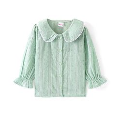 Babyhug Full Sleeves Collared Dobby Top - Green