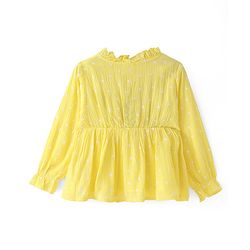 Babyhug Full Sleeves Top with Floral Embroidery - Yellow