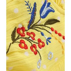 Babyhug Full Sleeves Top with Floral Embroidery - Yellow