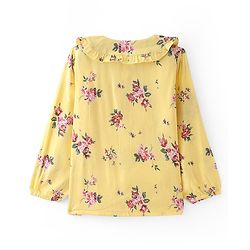 Babyhug Rayon Full Sleeves Front Open Top with Floral Print - Yellow