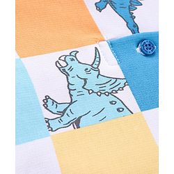 Babyhug Cotton Knit Full Sleeves Hooded T-Shirt & Lounge Pants Set With Dino Print - Blue