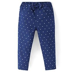 Babyhug Twill Full Length Polka Dot Printed Jeggings - Navy Blue