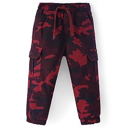 Babyhug Twill Full Length Printed Trouser - Red