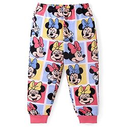 Babyhug Disney Cotton Knit Full Sleeves Night Suit With Minnie Mouse Print - White