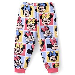 Babyhug Disney Cotton Knit Full Sleeves Night Suit With Minnie Mouse Print - White