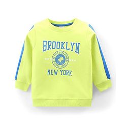 Babyhug Cotton Knit Full Sleeves T-Shirt & Lounge Pants Set With Text Print - Lime
