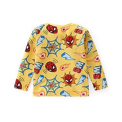 Babyhug Marvel Single Jersey Knit Full Sleeves Night Suit With Spider Man Print - Yellow