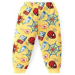 Babyhug Marvel Single Jersey Knit Full Sleeves Night Suit With Spider Man Print - Yellow