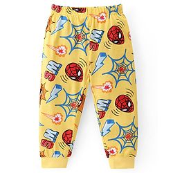 Babyhug Marvel Single Jersey Knit Full Sleeves Night Suit With Spider Man Print - Yellow