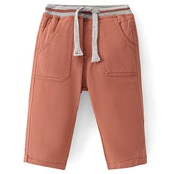 Babyhug Cotton Woven Full Length Trouser Solid Colour with Stretch - Rust