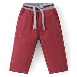 Babyhug Cotton Woven Full Length Trouser Solid Colour with Stretch - Rust