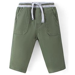 Babyhug Cotton Woven Full Length Trouser Solid Colour with Stretch - Rust
