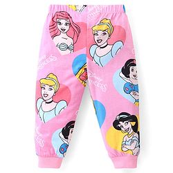 Babyhug Disney Single Jersey Knit Full Sleeves Night Suit With Princess Print - Pink