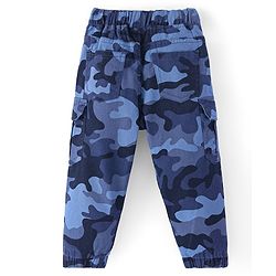 Babyhug Twill Full Length Stretchable Trouser with Camouflage Print - Blue
