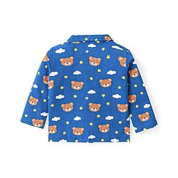 Babyhug Cotton Knit Full Sleeves Night Suit With Bear Print - Blue
