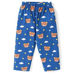 Babyhug Cotton Knit Full Sleeves Night Suit With Bear Print - Blue