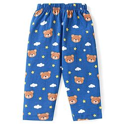 Babyhug Cotton Knit Full Sleeves Night Suit With Bear Print - Blue