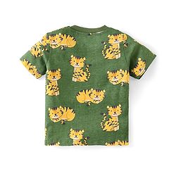 Babyhug Cotton Knit Half Sleeves T-Shirt & Shorts Co-Ord Set With Little King Cub Print - Green