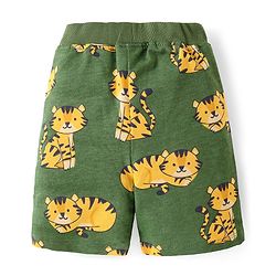 Babyhug Cotton Knit Half Sleeves T-Shirt & Shorts Co-Ord Set With Little King Cub Print - Green