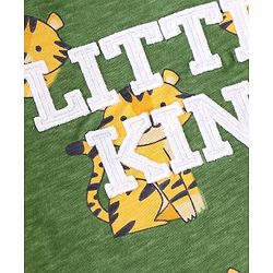 Babyhug Cotton Knit Half Sleeves T-Shirt & Shorts Co-Ord Set With Little King Cub Print - Green