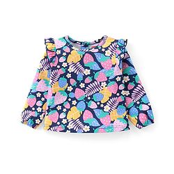 Babyhug Cotton Knit Full Sleeves Night Suit with Floral Print - Multicolour