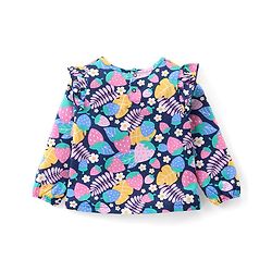 Babyhug Cotton Knit Full Sleeves Night Suit with Floral Print - Multicolour