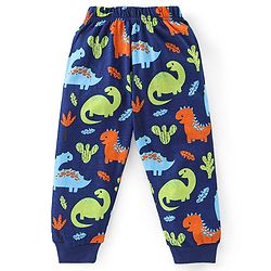 Babyhug Cotton Knit Full Sleeves Night Suit with Dino Print - Blue
