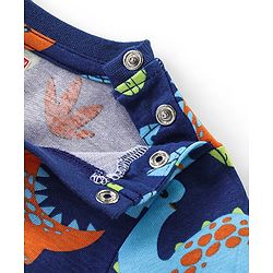 Babyhug Cotton Knit Full Sleeves Night Suit with Dino Print - Blue