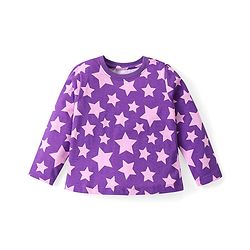 Babyhug Cotton Knit Full Sleeves Night Suit With Stars Print - Purple