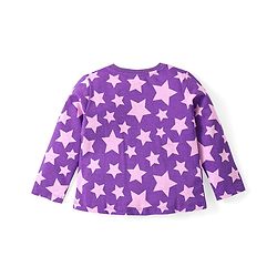 Babyhug Cotton Knit Full Sleeves Night Suit With Stars Print - Purple