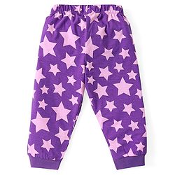 Babyhug Cotton Knit Full Sleeves Night Suit With Stars Print - Purple