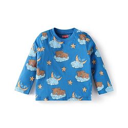 Babyhug Cotton Knit Full Sleeves Bear Printed Night Suit -  Blue