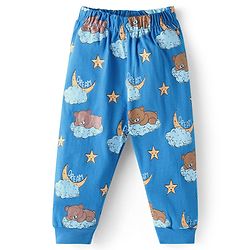 Babyhug Cotton Knit Full Sleeves Bear Printed Night Suit -  Blue
