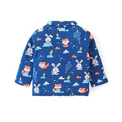 Babyhug Cotton Knit Full Sleeves Night Suit With Animals Print - Blue