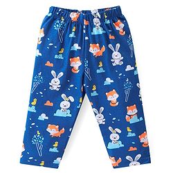 Babyhug Cotton Knit Full Sleeves Night Suit With Animals Print - Blue