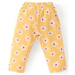 Babyhug Cotton Knit Full Sleeves Peter Pan Collared Night Suit With Floral Print - Yellow