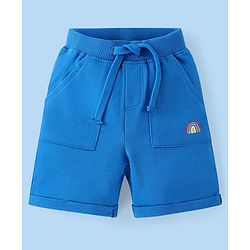 Babyhug Cotton Knit Half Sleeves T-Shirt & Shorts Set With Animals Print - White & Blue