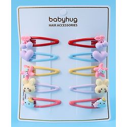 Babyhug Snap Clips with Appliques Free Size Pack of 10 -Multicolor
