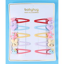 Babyhug Snap Clips with Appliques Free Size Pack of 10 -Multicolor