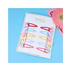 Babyhug Snap Clips with Appliques Free Size Pack of 10 -Multicolor
