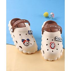 Cute Walk by Babyhug Disney Clogs with Backstrap Micky Mouse Applique - Brown