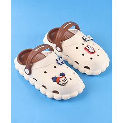 Cute Walk by Babyhug Disney Clogs with Backstrap Micky Mouse Applique - Brown
