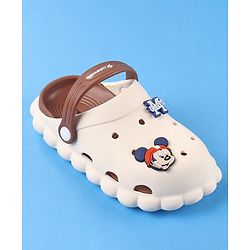 Cute Walk by Babyhug Disney Clogs with Backstrap Micky Mouse Applique - Brown